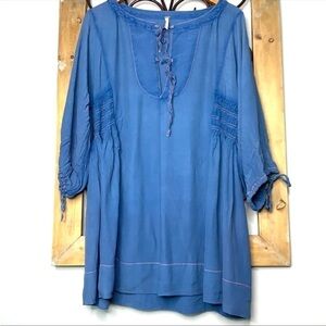 Free People Tie Front Boho Peasant Dress